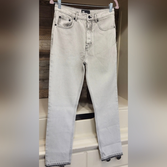 The Kooples Black Bleached Straight Jeans Sleek Design- Distressed Hem - Picture 1 of 10